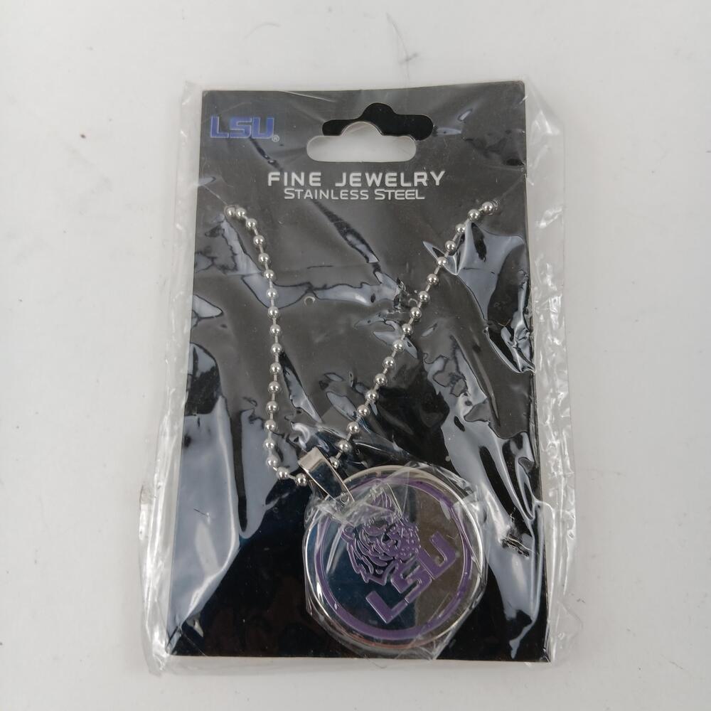 LSU Tigers Necklace Mens One Size Silver NCAA Football Stainless Steel